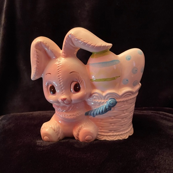 Vintage MCM Parma Anthropomorphic Bunny with Easter Basket Ceramic Planter - Picture 1 of 11